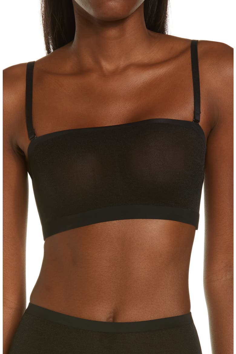 Sheer Sculpt Bandeau Bralette, Alternate, color, ONYX