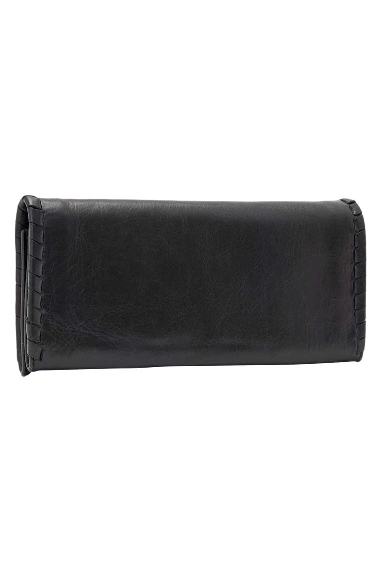 Esme Whipstitch Continental Leather Wallet, Alternate, color, BLACK