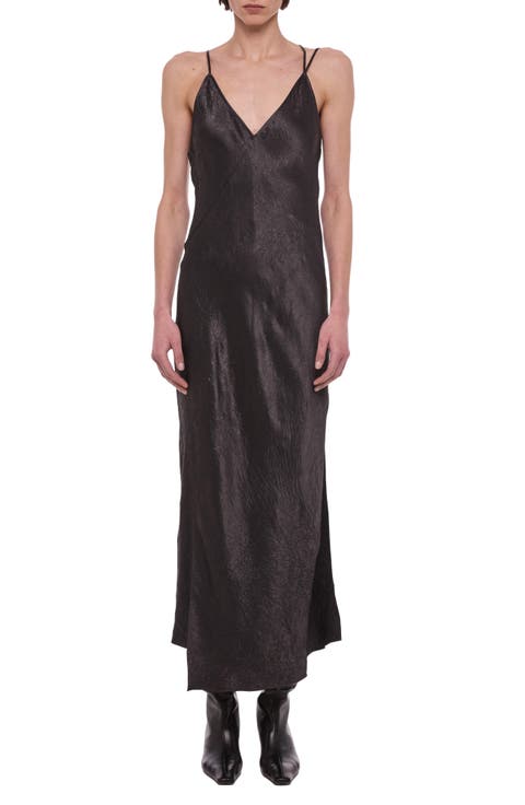 Crinkle Satin Maxi Slipdress