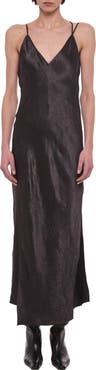 Helmut Lang Crinkle Satin Maxi Slipdress