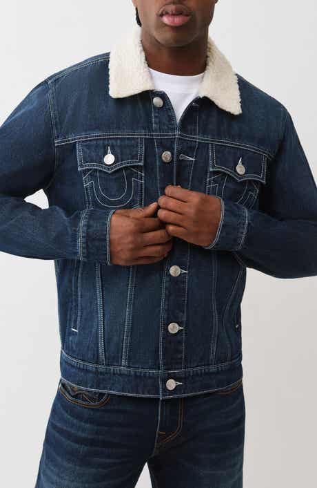 True Religion Jessie Faux Shearling Collar Denim Jacket