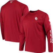 Columbia Men's Columbia Crimson Oklahoma Sooners Terminal Tackle Omni-Shade Raglan Long Sleeve T-Shirt