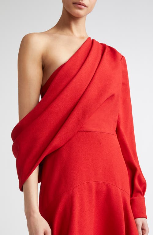 Emilia Wickstead Sehima One-shoulder Draped Crepe Midi Dress In Red