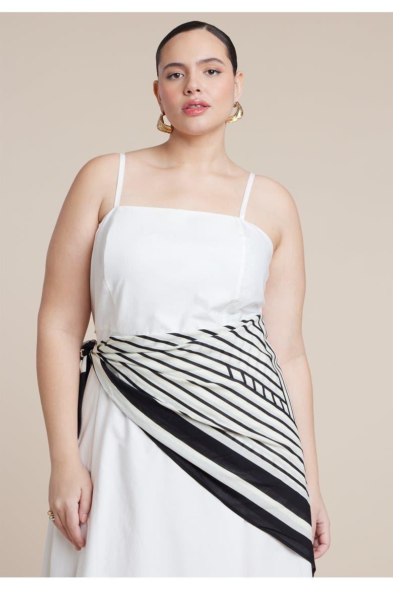 Scarf Detail Midi Dress, Alternate, color, COCONUT MILK