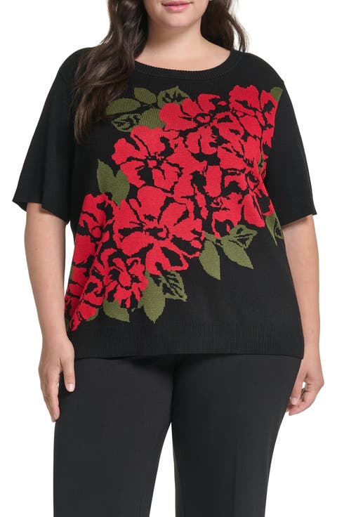 Floral Short Sleeve Sweater