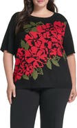 KARL LAGERFELD PARIS Floral Short Sleeve Sweater