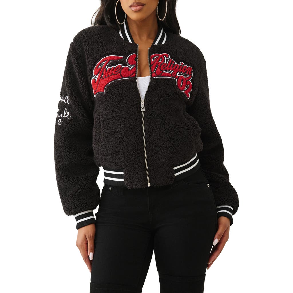 True Religion Varsity Chenille Bomber Jacket In Multi