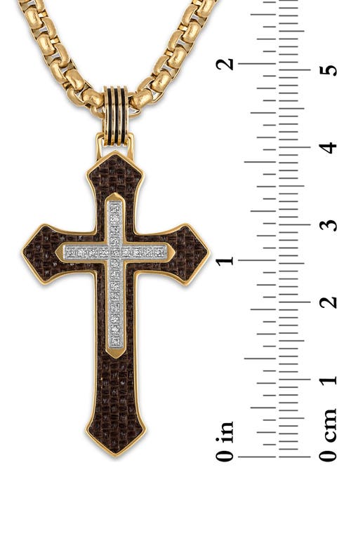 Shop Esquire Stainless Steel Carbon Fiber & Diamond Cross Pendant Necklace