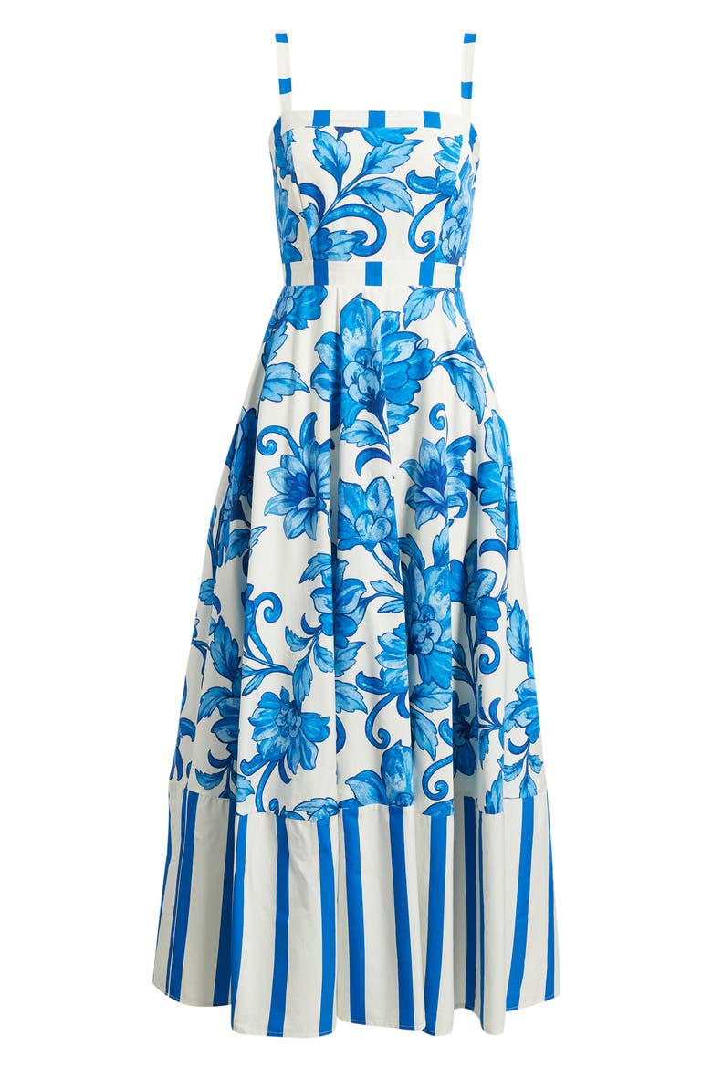 Floral Print Sleeveless Maxi Dress, Alternate, color, WHITE/ BLUE