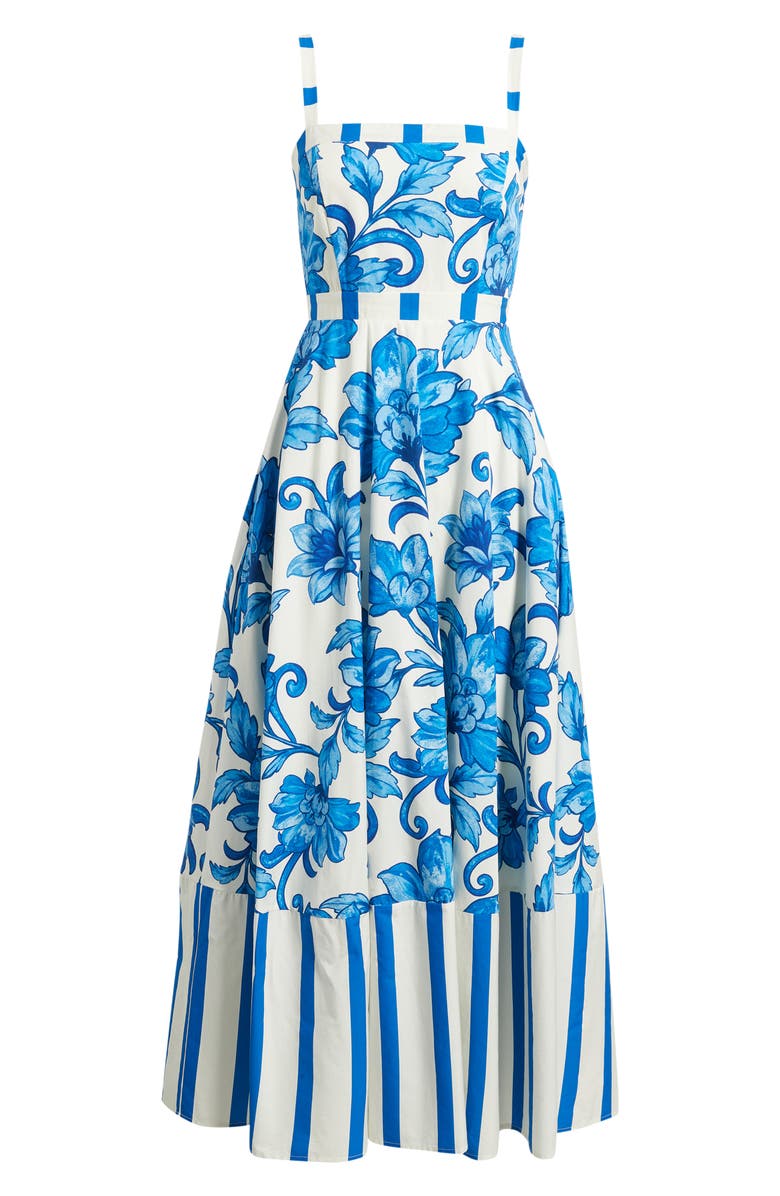 FLYING TOMATO Floral Print Sleeveless Maxi Dress, Alternate, color, White/ Blue