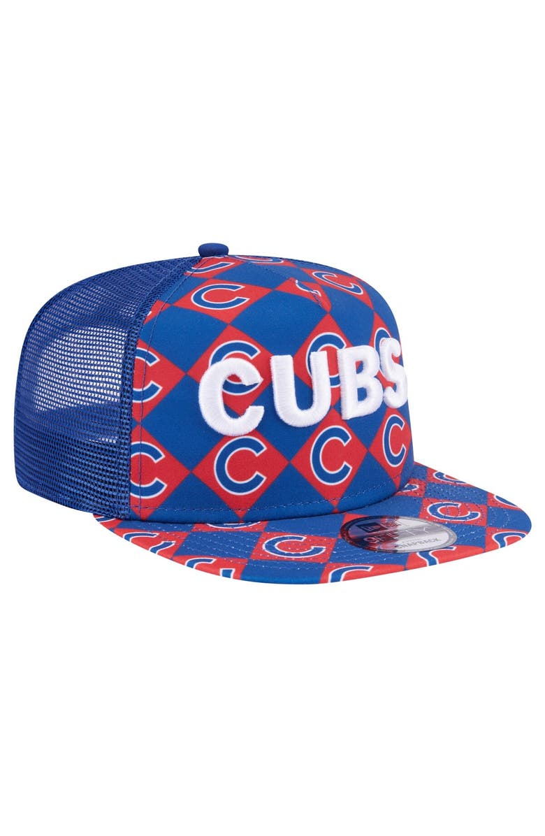 New Era Men's New Era Royal Chicago Cubs Seeing Diamonds A-Frame Trucker 9FIFTY Snapback Hat, Alternate, color, Royal