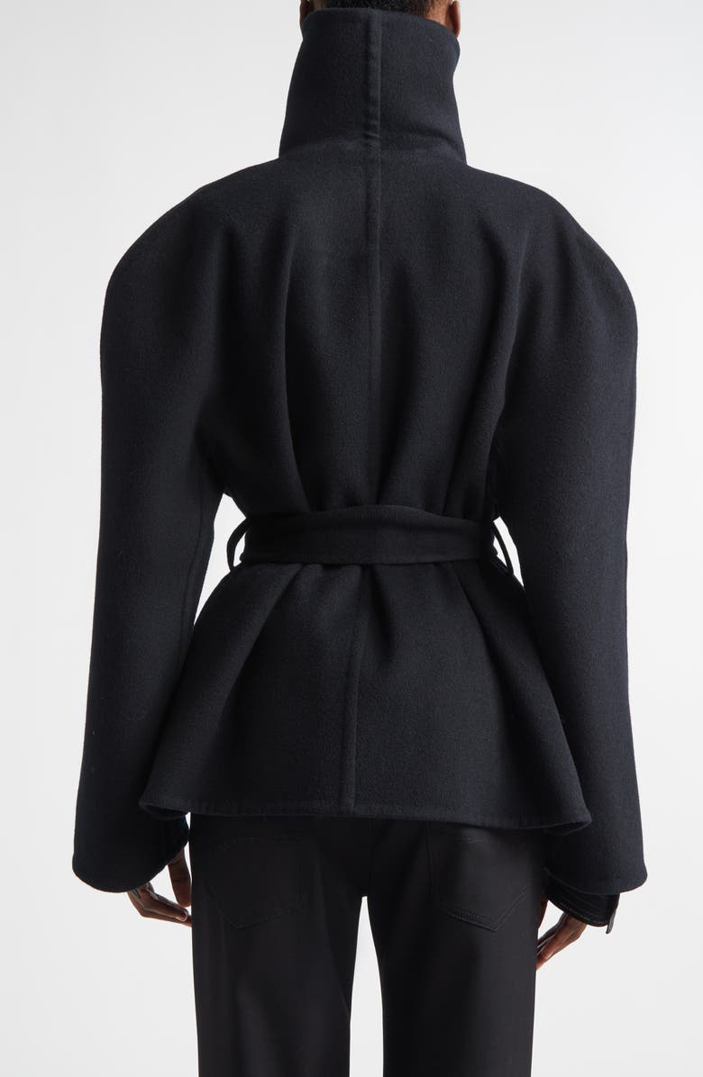 Balenciaga Short Double Face Wool Wrap Coat, Alternate, color, 1000 Black