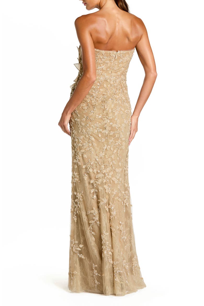 Women’s Beaded Mermaid Gown with 3D Flowers, Alternate, color, Gold