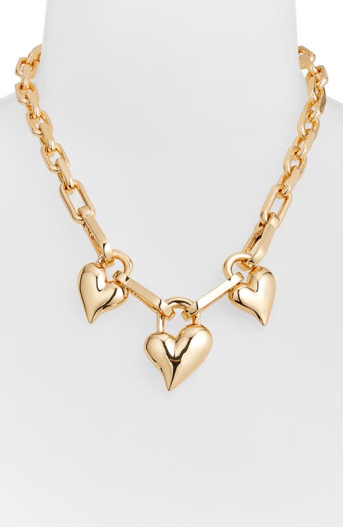Jenny Bird Triple Padlock Heart Pendant Chain Necklace In High Polish Gold