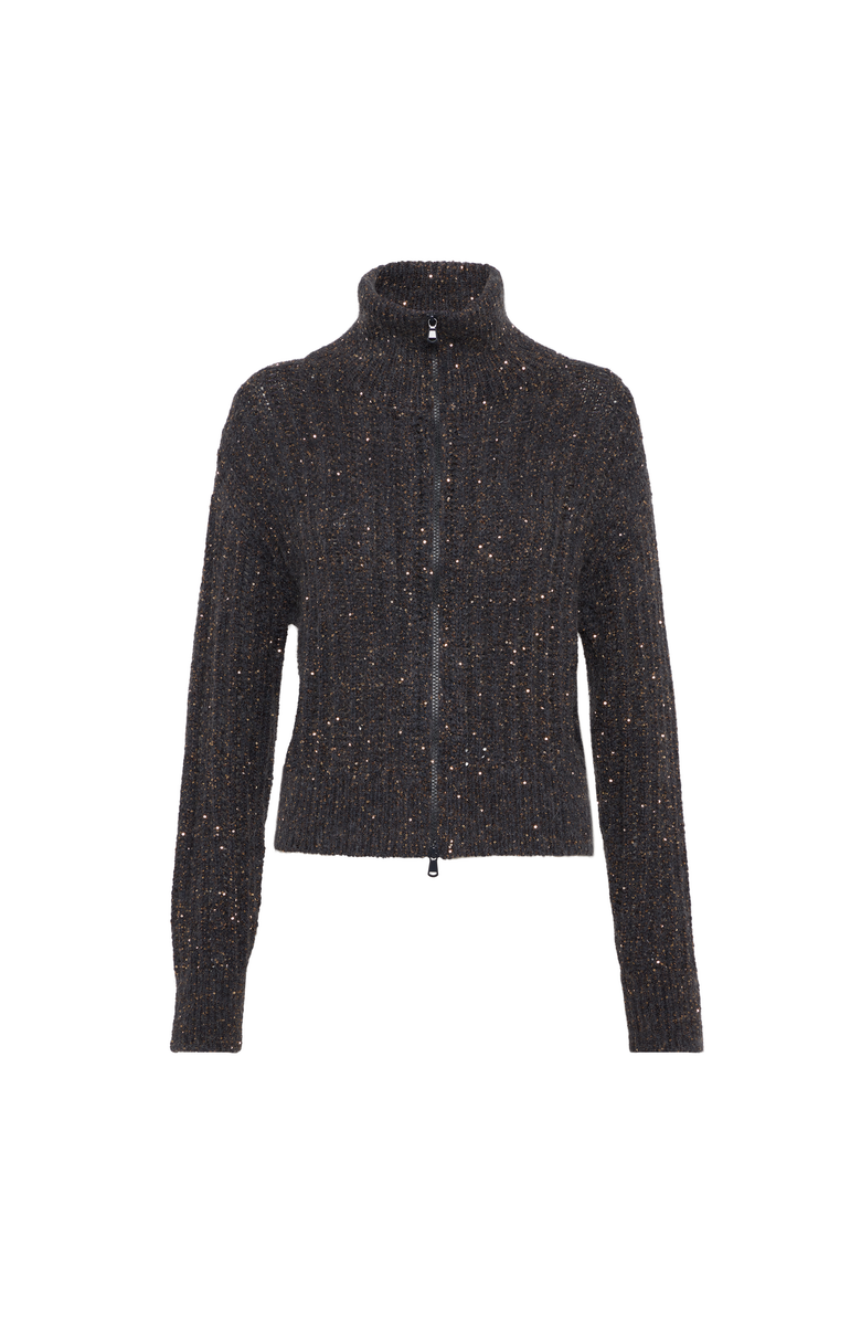 Brunello Cucinelli Dazzling rib cardigan, Main, color, Anthracite