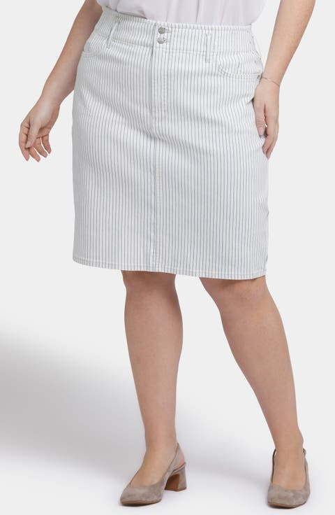 Stripe Denim Skirt (Plus)