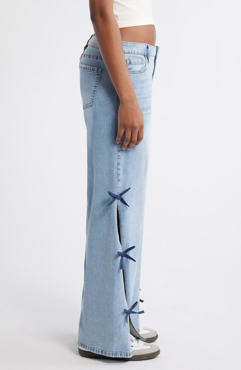 PTCL Low Rise Bow Side Slit Wide Leg Jeans, Alternate, color, 