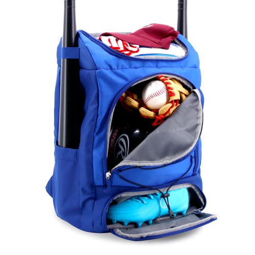 J World Athlete Multi Sports Backpack with Shoe Compartment Bat Holders and Night Visibility in Navy  product