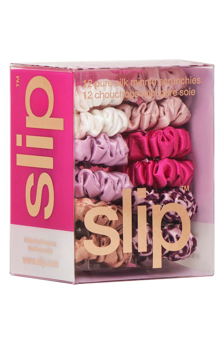 slip French Rose Pure Silk Assorted 12-Pack Mini Scrunchies, Alternate, color, French Rose