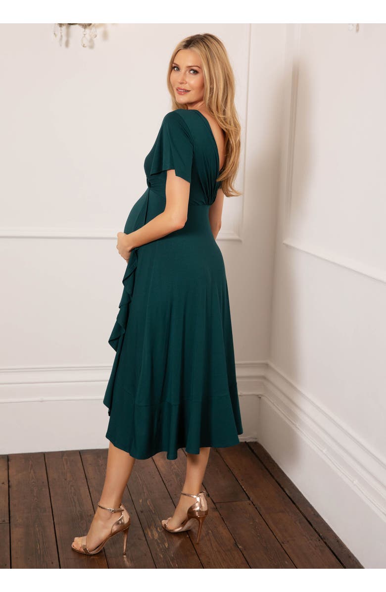Tiffany Rose Maternity Waterfall Midi Maternity Dress, Alternate, color, Deep Green