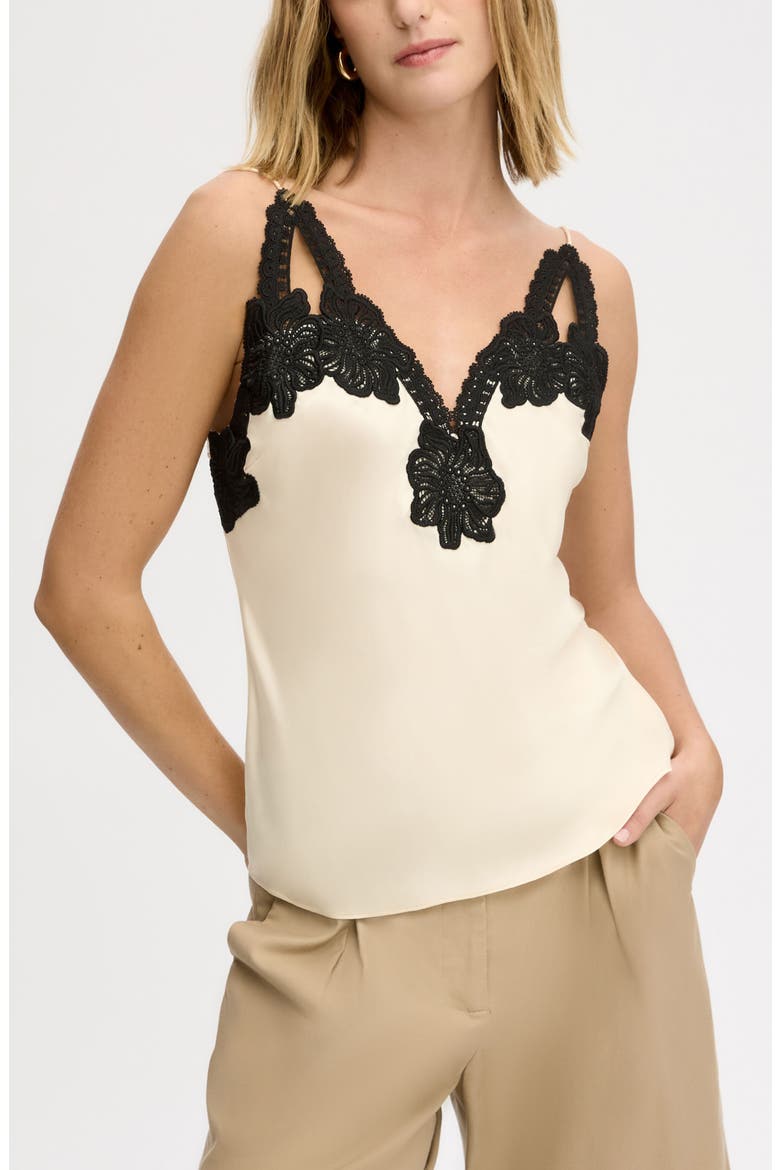Lace Trim Top, Main, color, ALMOND