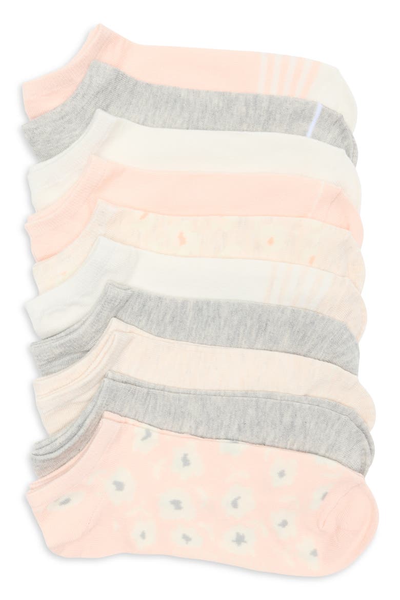 10-Pack Assorted Basic Solid Quarter Ankle Socks, Main, color, OATMEAL HEATHER