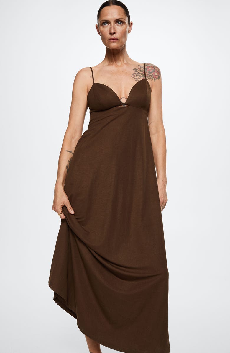 MANGO Slit Cutout Maxi Dress, Alternate, color, 