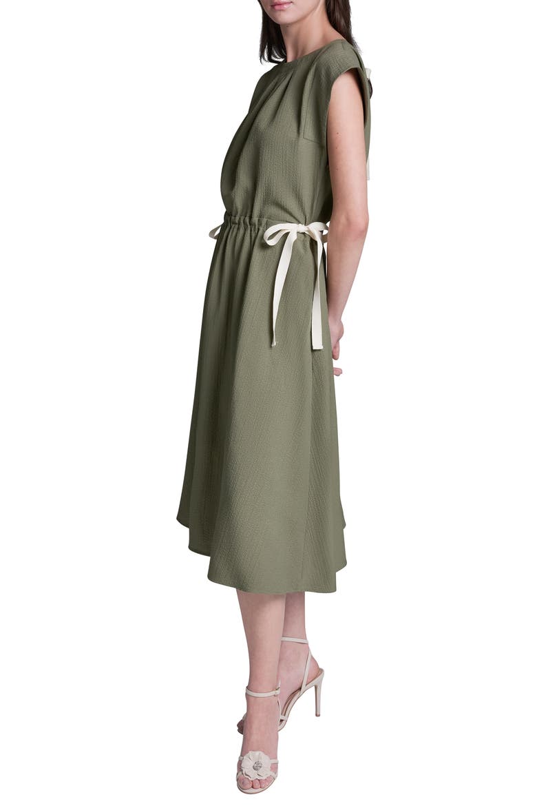 Tie Crepe Midi Dress, Alternate, color, BASIL