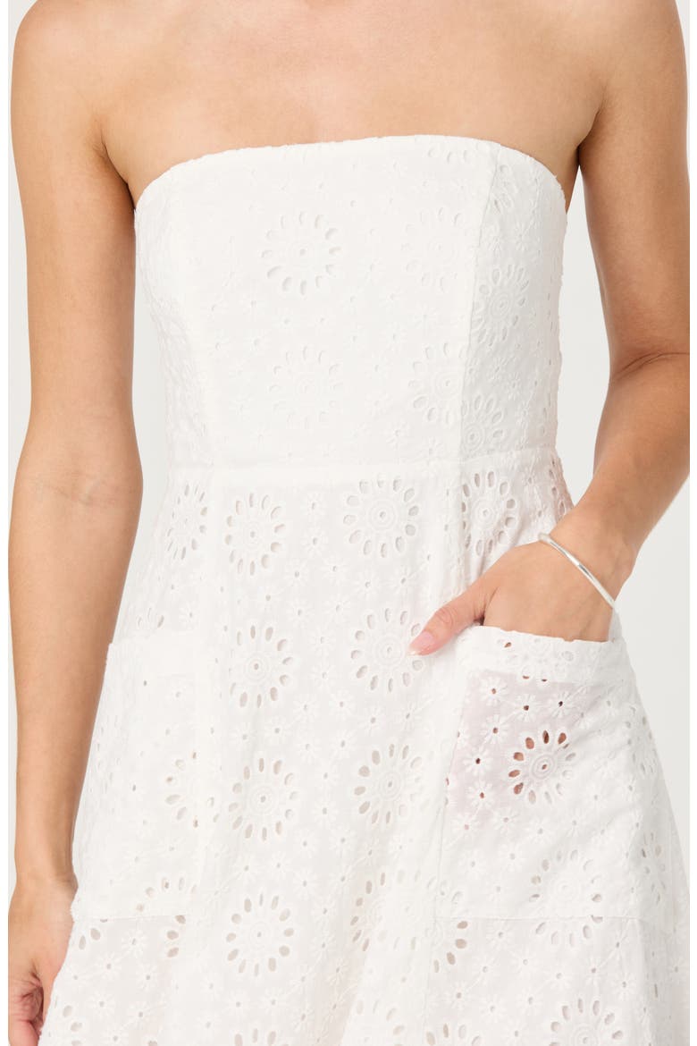 Strapless Cotton Eyelet Dress, Alternate, color, WHITE
