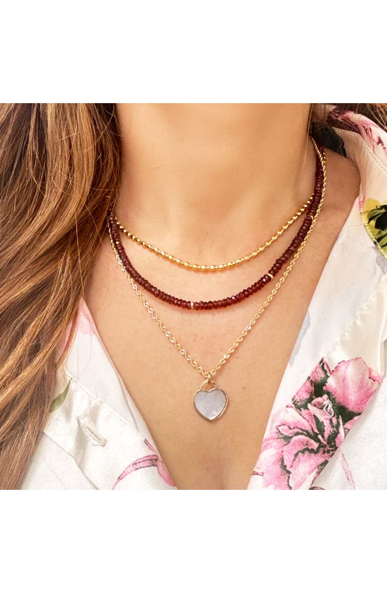 The Lovery Fine Jewelry Garnet Bead Necklace, Alternate, color, Garnet