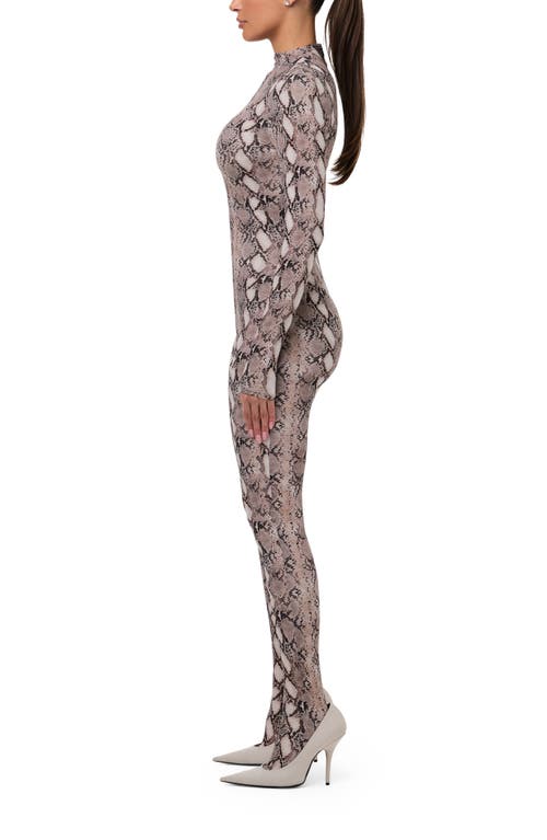 Naked Wardrobe Animal Print Closed Toe Jumpsuit In Gray
