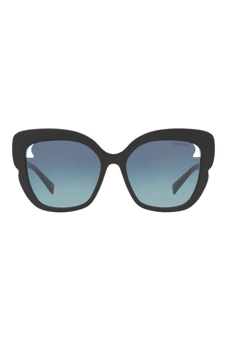 56mm Square Cat Eye Sunglasses, Main, color, BLACK/ BLUE GRADIENT