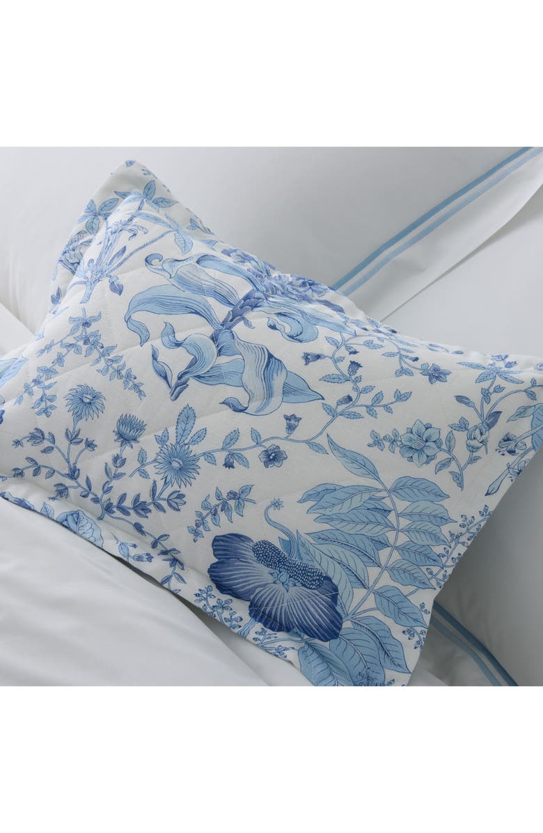 Matouk Pomegranate Linen Quilted Euro Sham, Alternate, color, Porcelain Blue