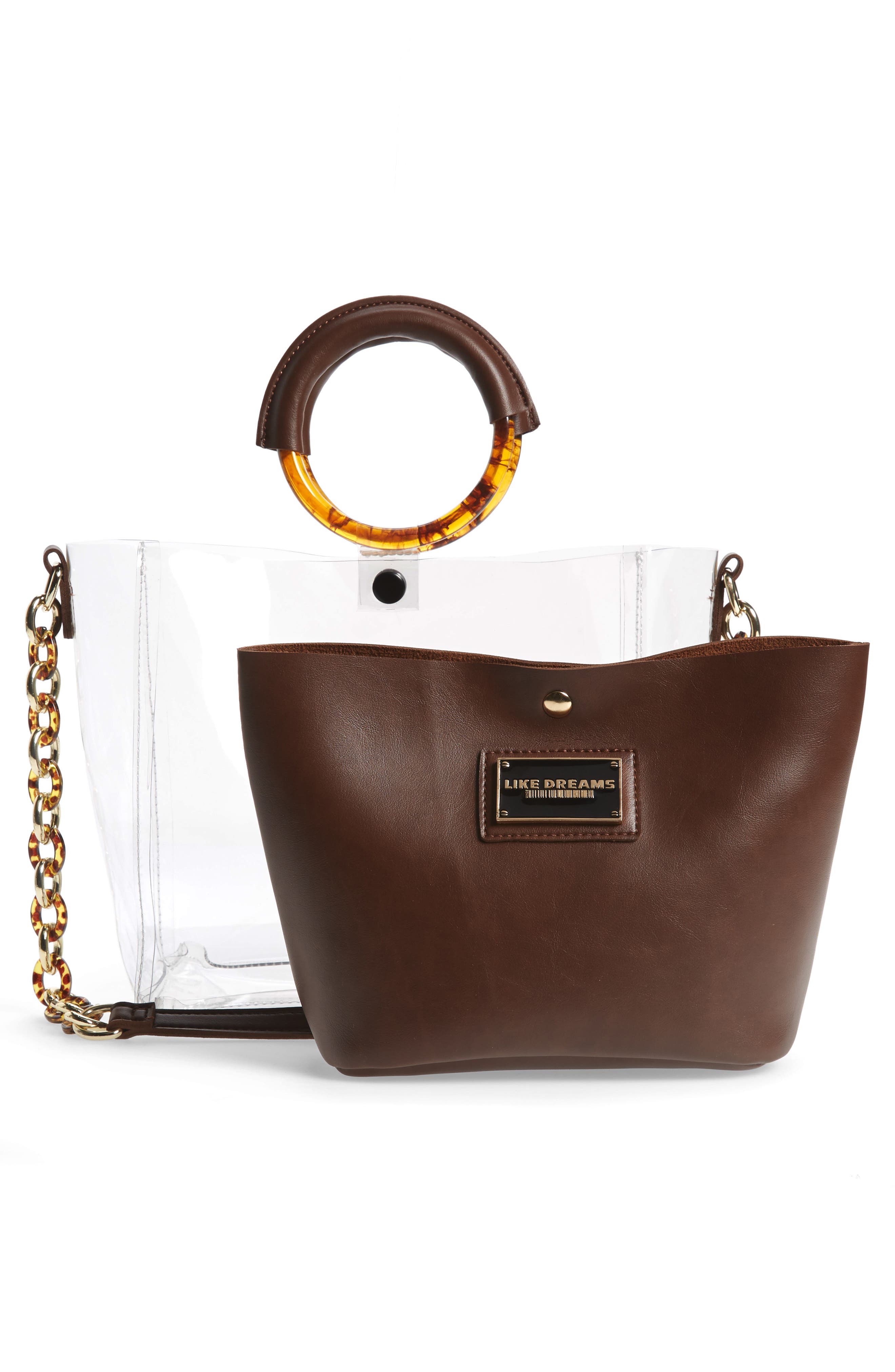 Transparent Shoulder Bag, Alternate, color, CLEAR BROWN