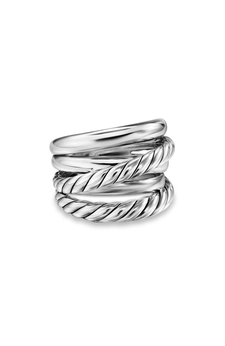 David Yurman Crossover Five Row Ring in Sterling Silver, 17.5mm, Alternate, color, Silver