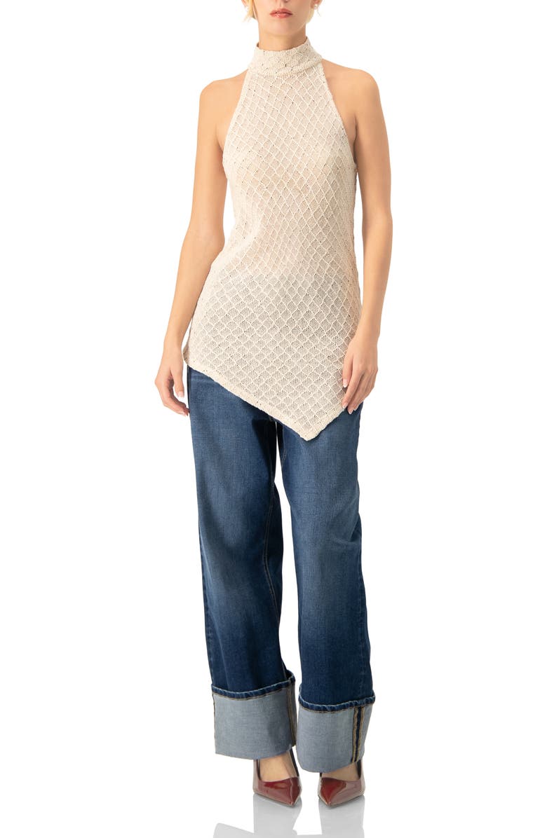 IVONNE Knit Halter Neck Sleeveless Top, Alternate, color, Natural