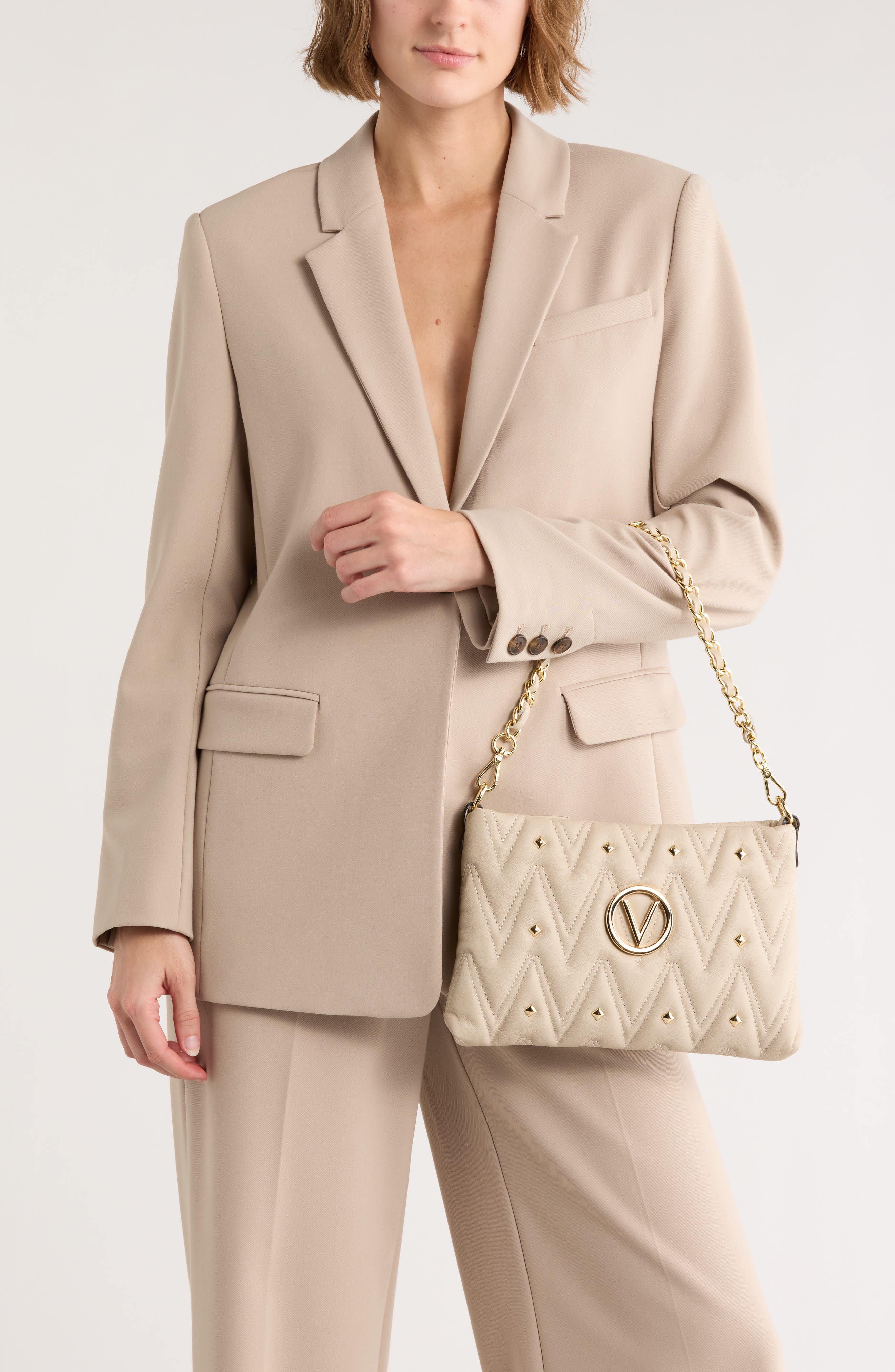 VALENTINO BY MARIO VALENTINO Vanille Diamond Quilted Leather Shoulder Bag, Alternate, color, Ice( Ivory)