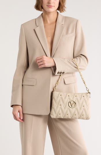 Vanille Diamond Quilted Leather Shoulder Bag