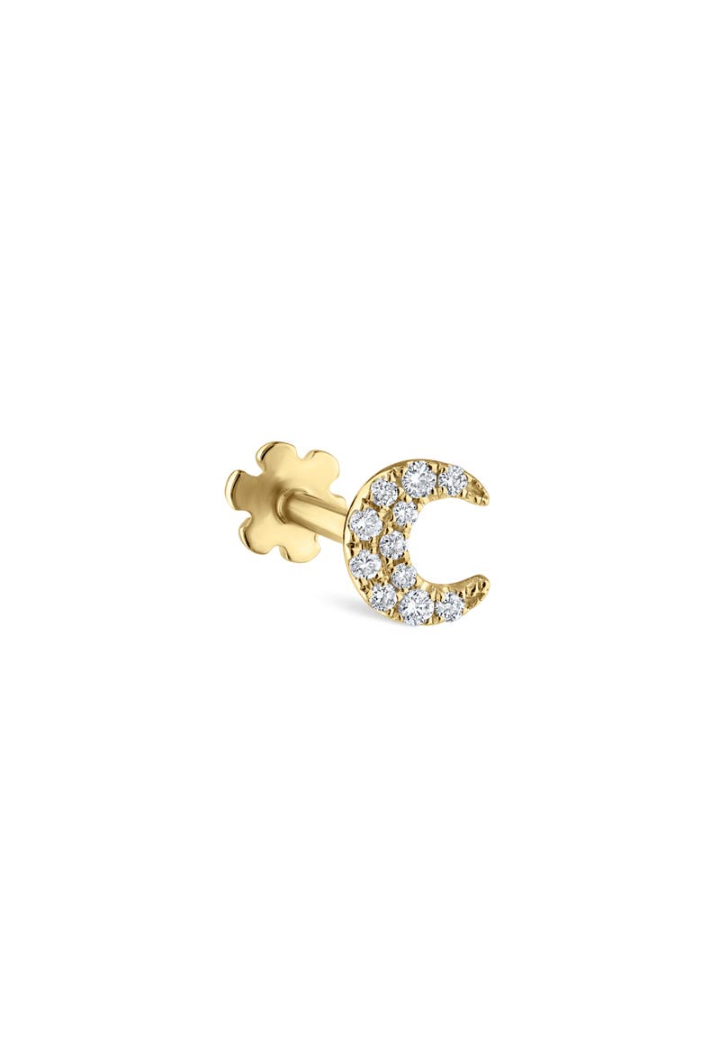 Diamond Moon Threaded Stud Earring, Alternate, color, YELLOW GOLD