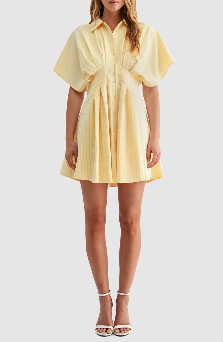 Mila Mae Dolman Sleeve Minidress, Main, color, Yellow Stripe
