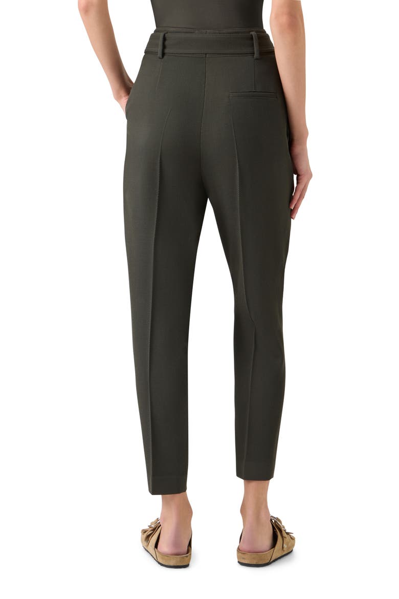 Fred Belted High Waist Crop Virgin Wool Tricotine Pants, Alternate, color, OLIVE