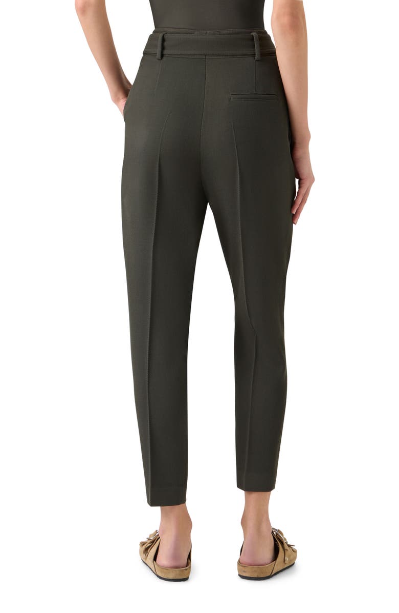 Akris punto Fred Belted High Waist Crop Virgin Wool Tricotine Pants, Alternate, color, Olive