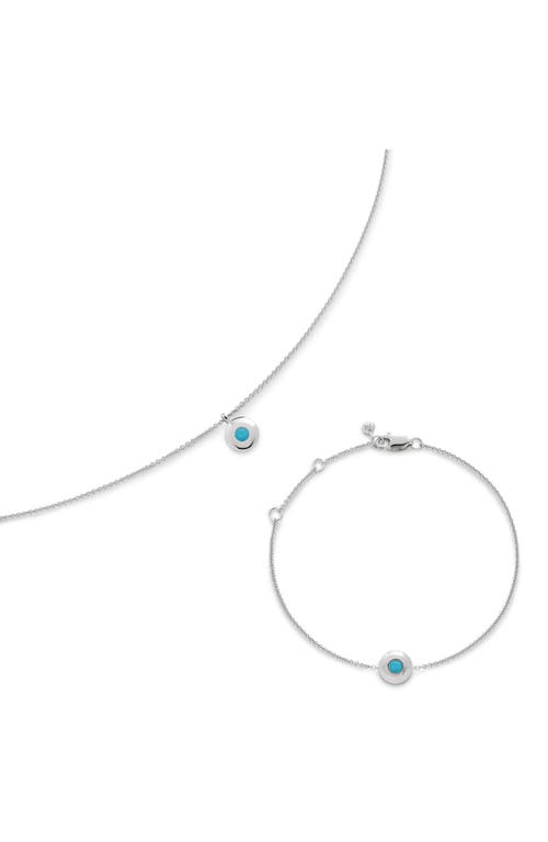 Monica Vinader Sterling Silver December Birthstone Chain Bracelet Turquoise
