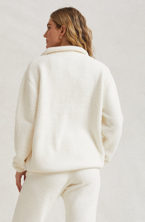Kashwere Apparel Unisex 1/2 Zip Pullover Sweater In Creme