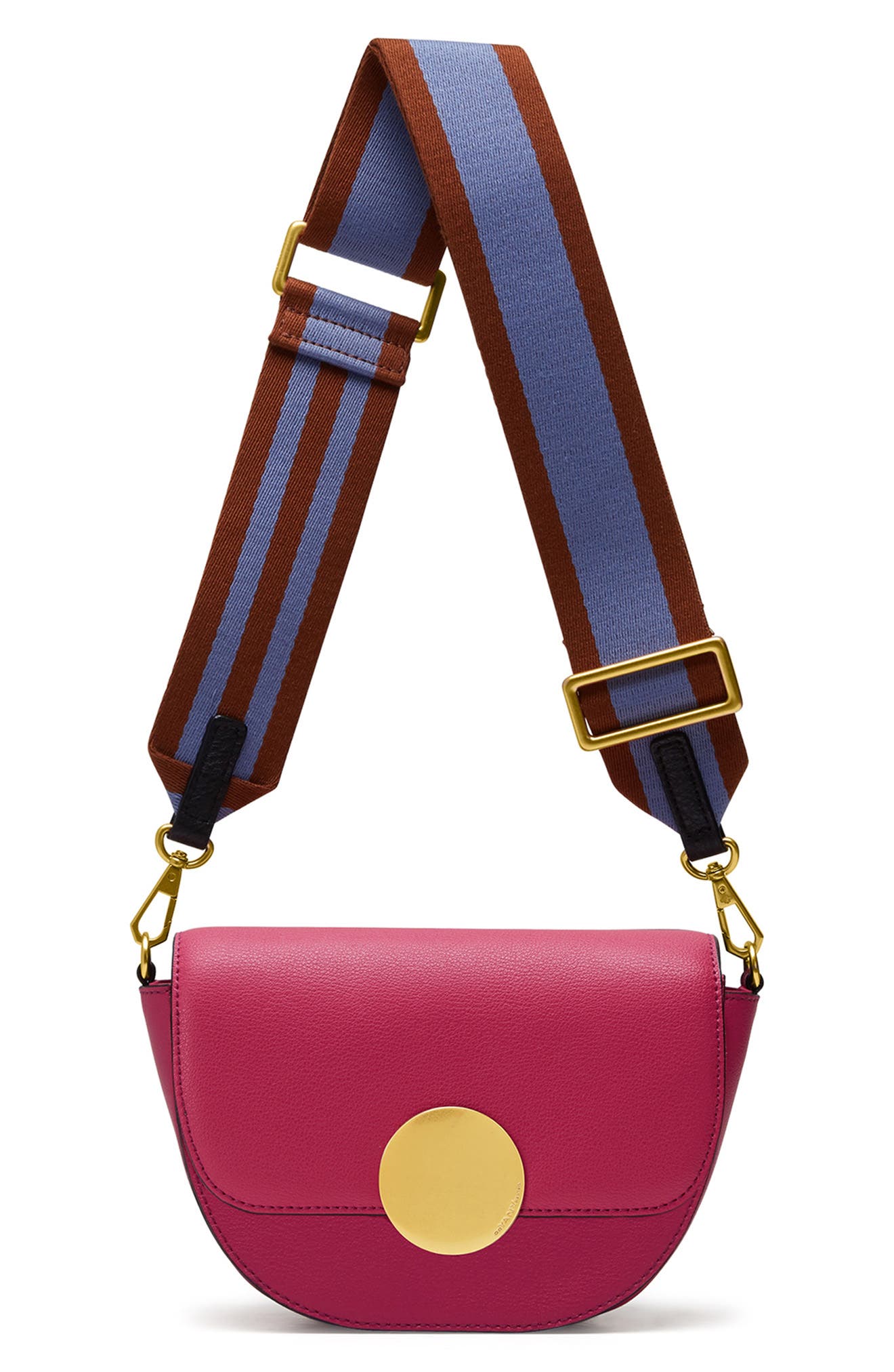 Lottie Leather Saddle Crossbody Bag, Alternate, color, RASPBERRY