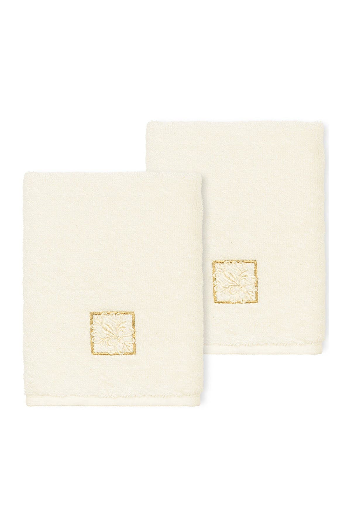 Linum Home Textiles Vivian Embellished Washcloth - Set of 2 - Cream