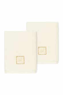 Linum Home Textiles Vivian Embellished Washcloth - Set of 2 - Cream