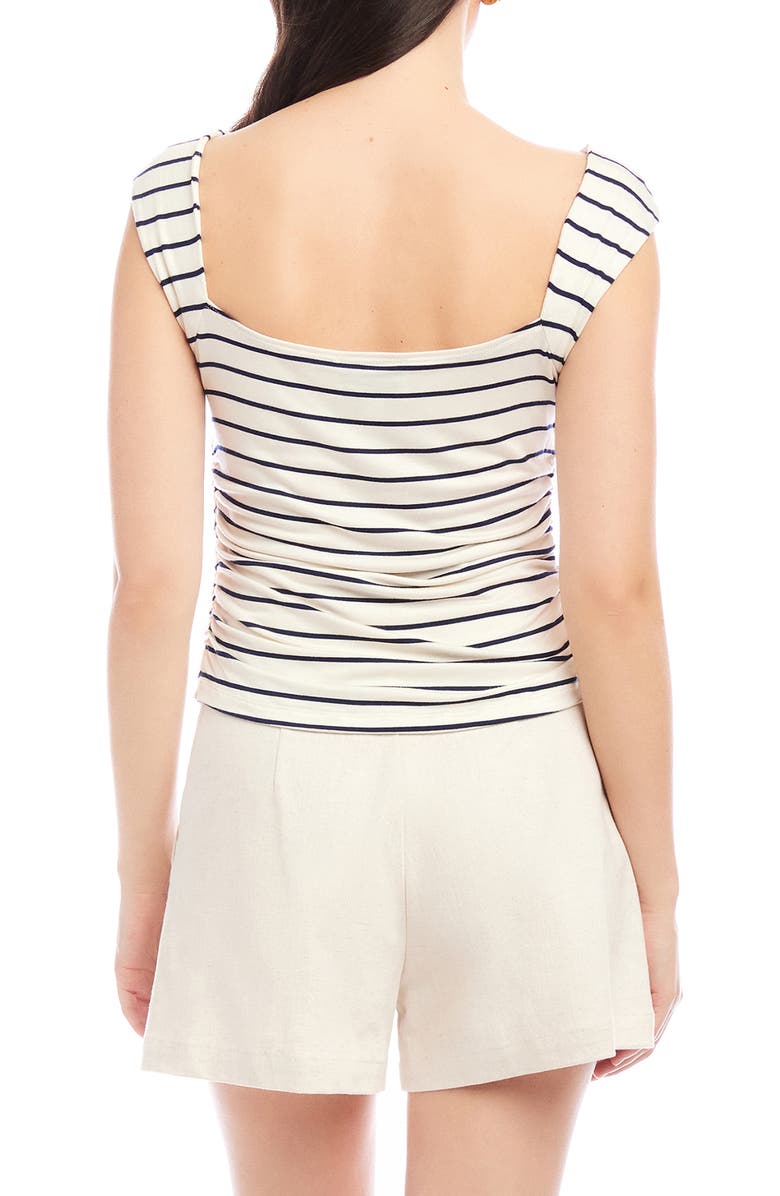 FIFTEEN TWENTY Tasha Stripe Ruched Side Top, Alternate, color, Navy