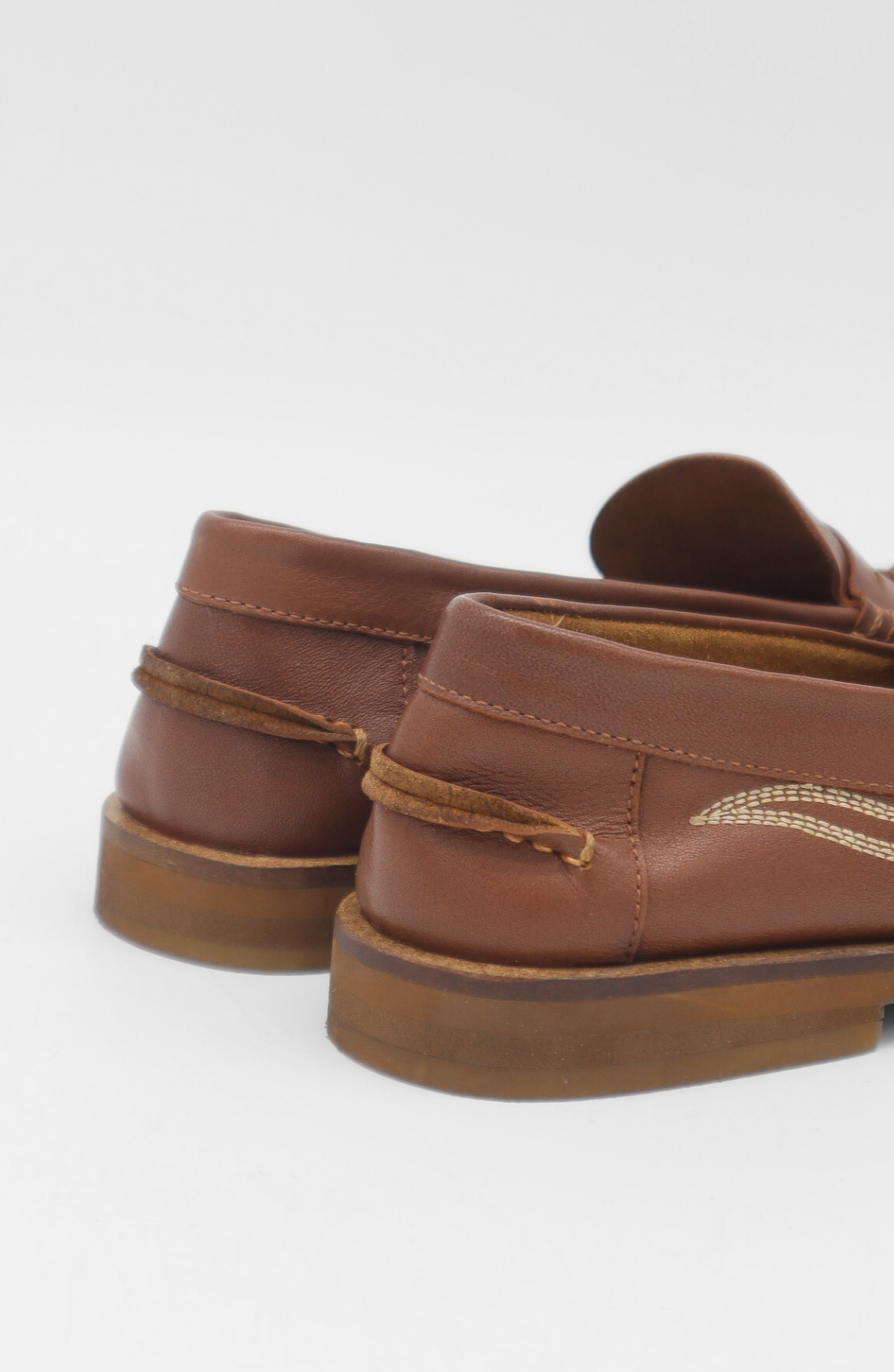 Baldanza Leather Western Embroidery Penny Loafers, Alternate, color, Brown