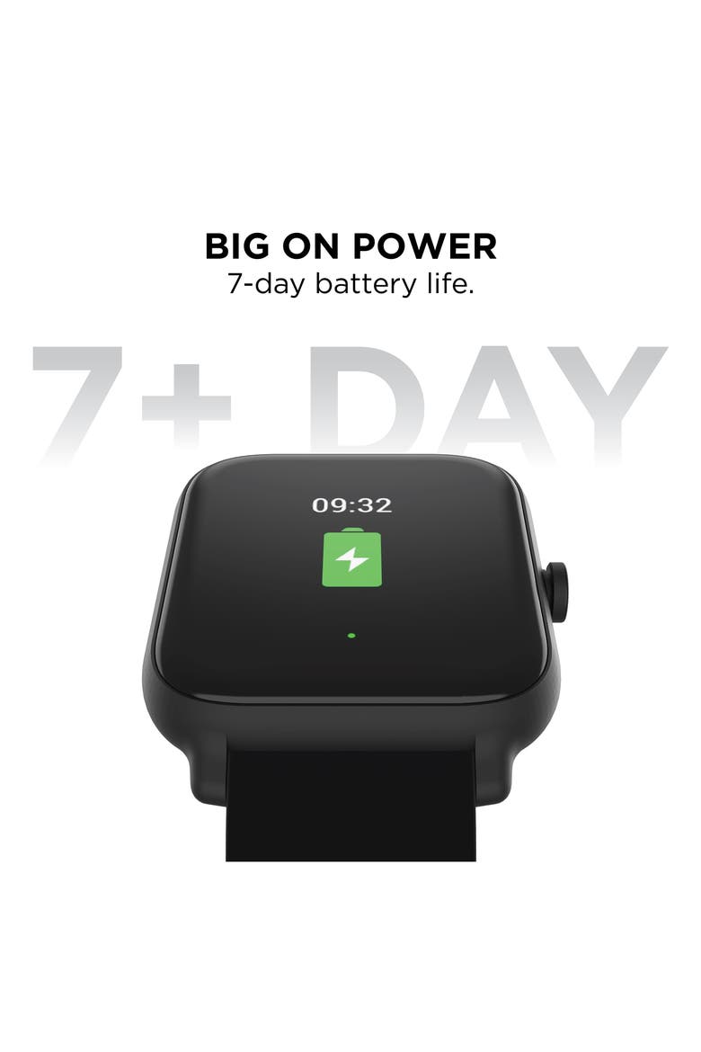 24/7 EVO Rectangle Smartwatch, 43mm, Alternate, color, BLACK CASE BLACK/ BLACK